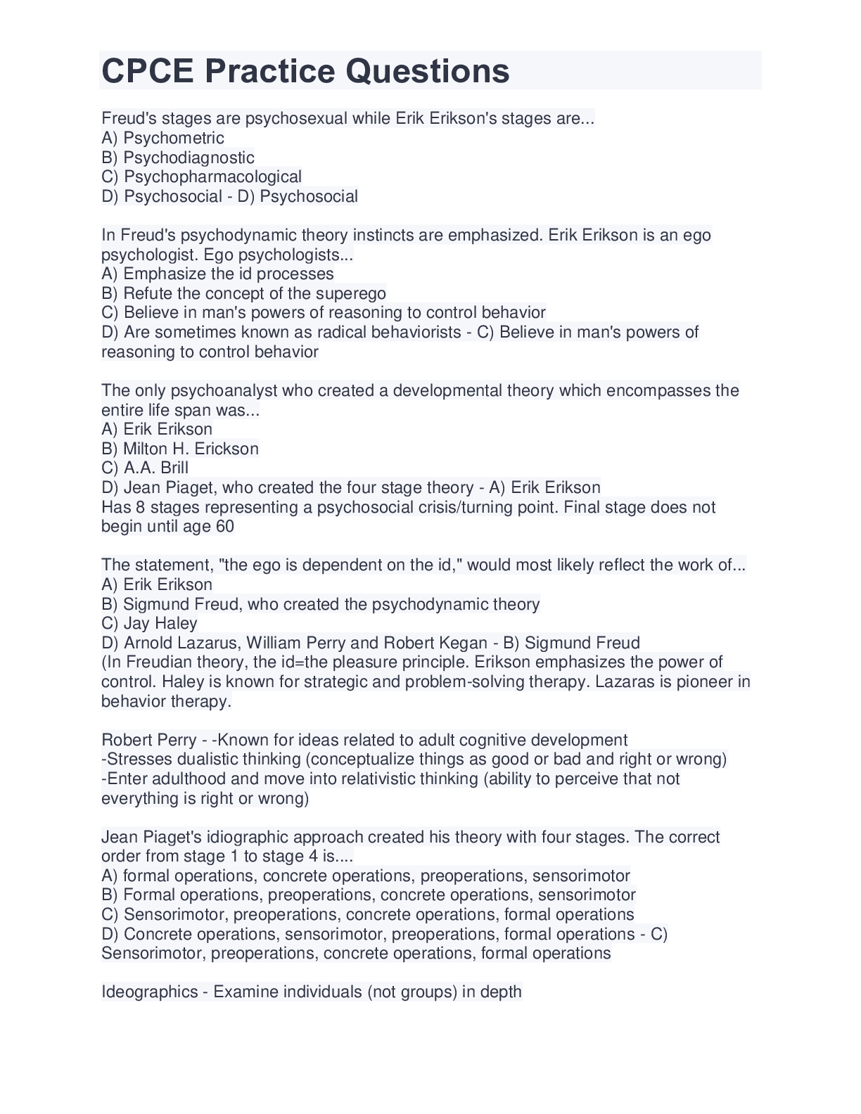 Preview image of CPCE Practice Questions document